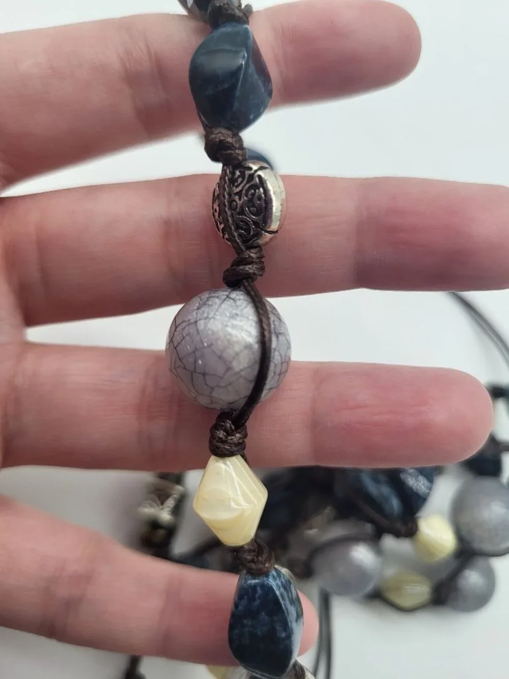Premier Designs Chambray Necklace Adj Antique Silver Plated Glass Acrylic Beads - Picture 6 of 7